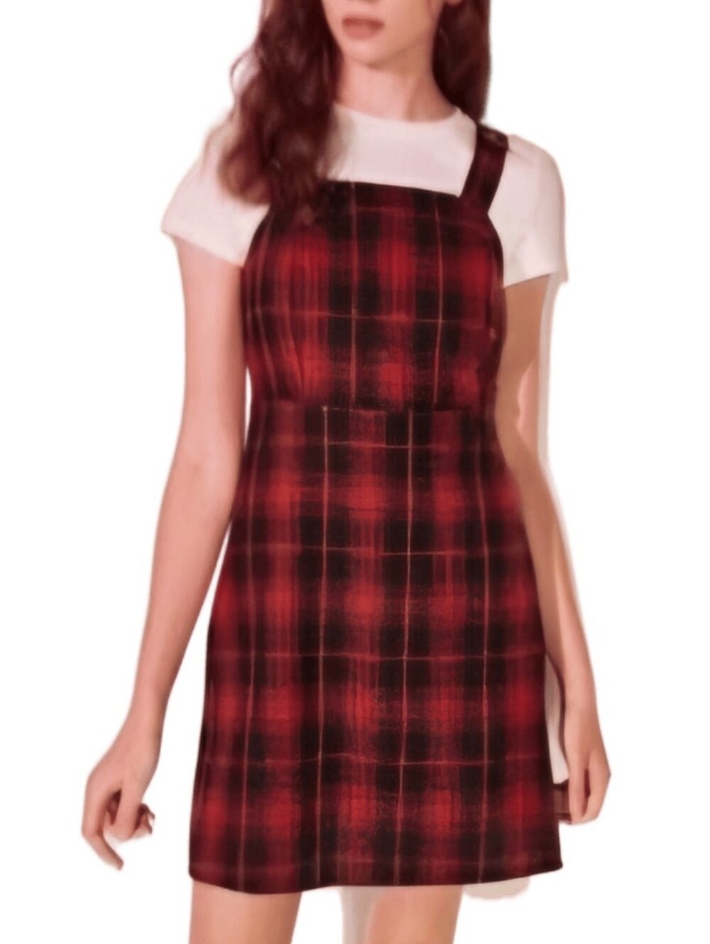 ROMWE Plaid Red Pinafore Dress - Classic Layered Look